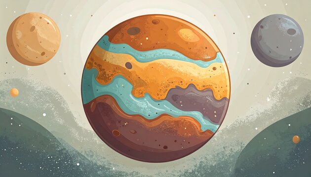 Cartoon planets in space