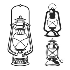 Obraz premium Traditional kerosene lamps antique lighting devices oil lamp lantern