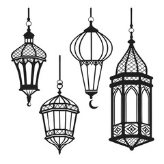 Obraz premium Traditional Islamic Lantern Silhouettes Collection Islamic lanterns decorative