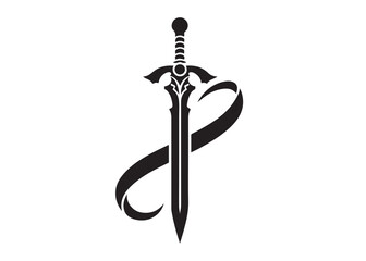 sword logo silhouette vector, vector sword silhouette logo illustration, vector silhouette of medieval dagger, sword weapon vector logo design, dagger or sword logo silhouette vector on background.