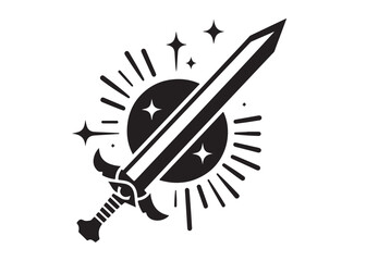 sword logo silhouette vector, vector sword silhouette logo illustration, vector silhouette of medieval dagger, sword weapon vector logo design, dagger or sword logo silhouette vector on background.