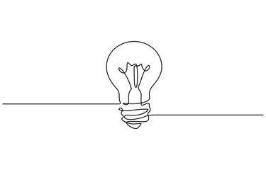 Continuous one line drawing of Electric lamp vector illustration. Editable outline