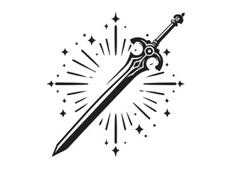 sword logo silhouette vector, vector sword silhouette logo illustration, vector silhouette of medieval dagger, sword weapon vector logo design, dagger or sword logo silhouette vector on background.