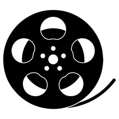 Black Silhouette Film Reel Icon PNG | Minimal Media Symbol Download