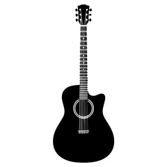 Obraz premium Black Silhouette Guitar Icon PNG | Minimal Music Symbol Download
