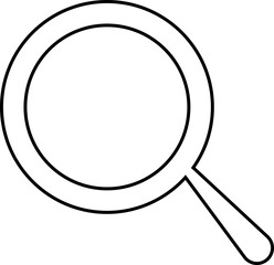 Search icon in black line style, magnifying glass symbol pack, zoom find explore tool isolated on transparent background, outline glyph design element