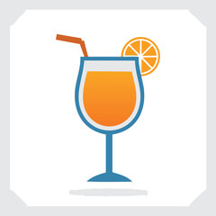 Orange juice drink with straw and orange slice beverage refreshment