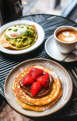 Morning Brunch with Pancakes and Coffee