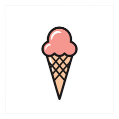 Pink ice cream cone with waffle texture dessert