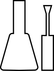 Nail polish bottle and brush icon black line and solid silhouette style, beauty cosmetics container group, manicure equipment collection, minimal vector illustration design