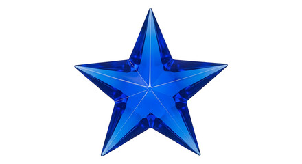 Fototapeta premium A shiny metallic blue star shaped balloon floating isolated on a white background for celebrations