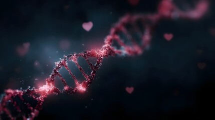 DNA strand highlighting a heart related gene with glowing lines