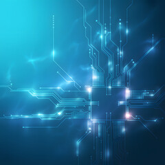 Obraz premium Abstract technology background with circuit board and glowing lines