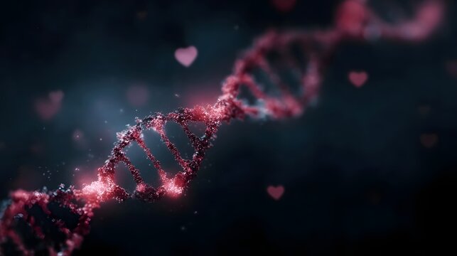 DNA strand highlighting a heart related gene with glowing lines - Powered by Adobe