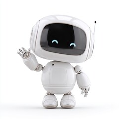 Friendly Robot Waving White AI Technology
