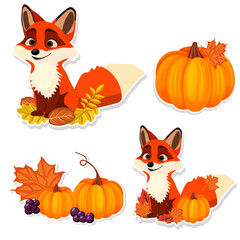 Fototapeta premium set of autumn stickers without background