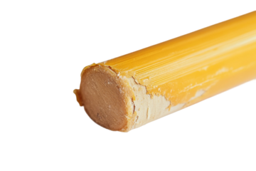 Worn glue stick tip with visible usage isolated on transparent background