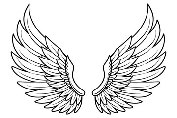 Vector Illustration of Detailed Angel Wings Line Art
