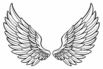 Vector Illustration of Detailed Angel Wings Line Art