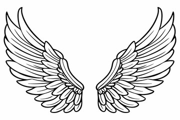 Vector Illustration of Detailed Angel Wings Line Art