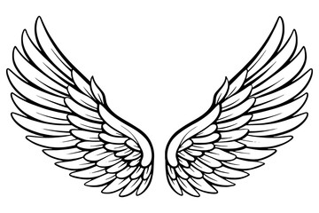 Obraz premium Vector Illustration of Detailed Angel Wings Line Art