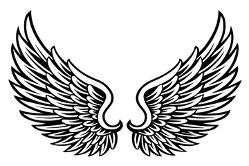 Tattoo Style Angel Wings Vector Illustration 