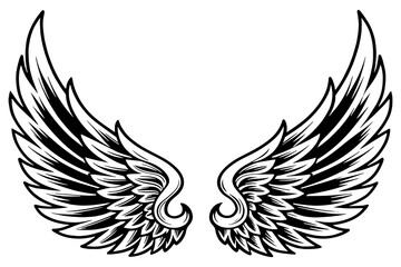 Tattoo Style Angel Wings Vector Illustration 