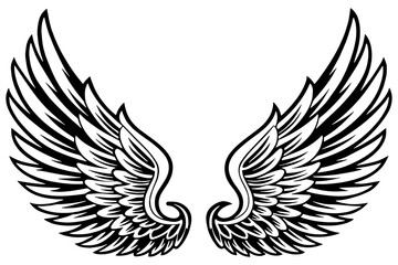 Tattoo Style Angel Wings Vector Illustration 