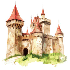 Fototapeta premium Corvin Castle. Corvin Castle watercolor vector illustration