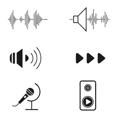Audio waveform speaker microphone play button and speaker vector