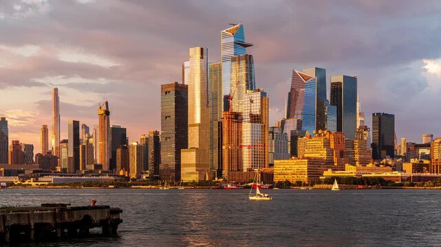 Hudson Yards Skyline Day to Night in Manhattan Time Lapse
