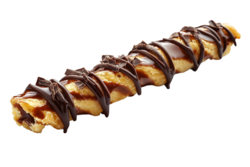 Pastry twist topped with smooth melted glaze isolated on transparent background