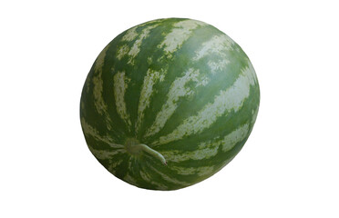 A large ripe watermelon stands on a white background