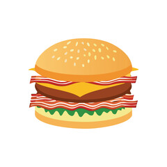 Juicy bacon cheeseburger with lettuce and cheese vector