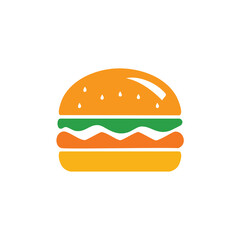 Orange green and yellow burger icon with white highlights hamburger food