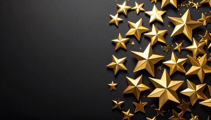 Gold stars and confetti on dark background