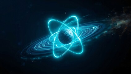 Futuristic Golf Ball in Atomic Energy Orbit
