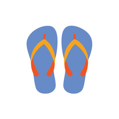 Blue orange flip flops summer beach