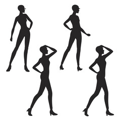 Four stylish female fashion silhouettes women models