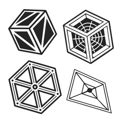 Geometric shapes abstract design black white black and white cubes
