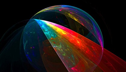 Abstract sphere with vibrant light streaks