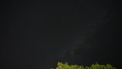 The dark night sky view with the milkyway as the background
