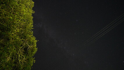 The dark night sky view with the milkyway as the background
