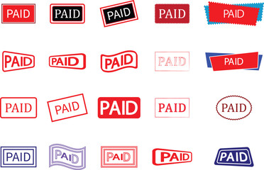 Various Paid Stamps and Stickers Vector Pack.