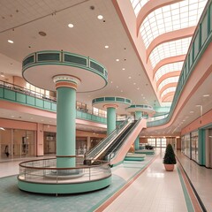 Obraz premium Futuristic design of a modern glass office building in a bustling urban city