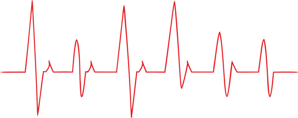 PrintMinimalist ECG Vector Illustration Red Heartbeat Lines with Heart Icons