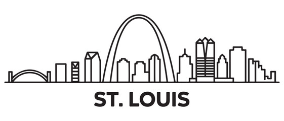 Fototapeta premium St . Louis Line Art skyline horizontal banner. Black St . Louis, Missouri. Vector template for your design. with white background
