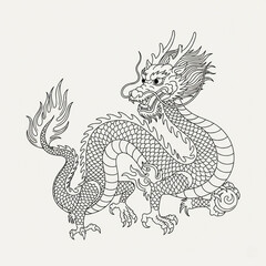Outline Chinese Dragon Illustration