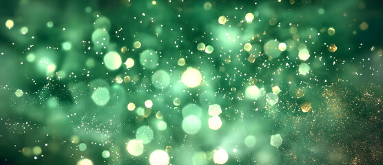 Emerald Green Bokeh Background Sparkling Lights and Shimmering Effects