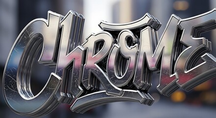 Chrome Text Cityscape Background.